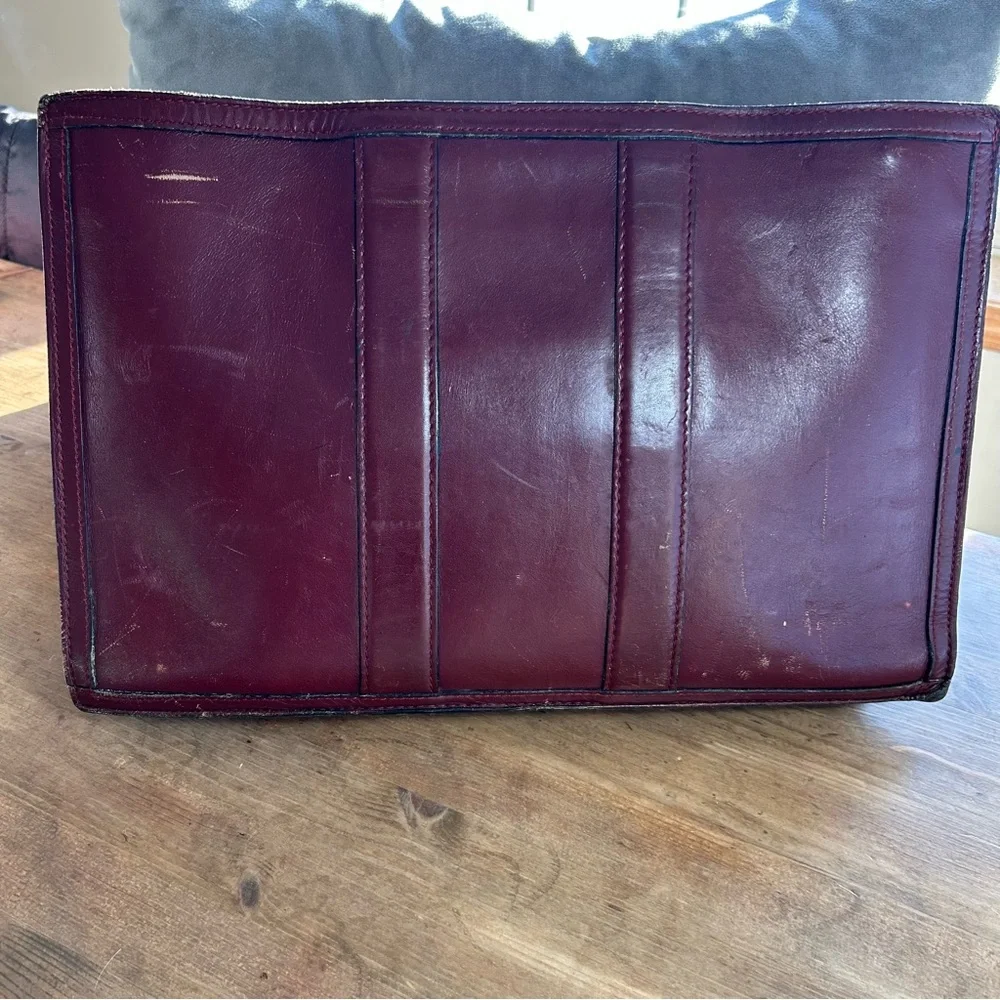 Vintage 1980’s Top Grain Leather Red Burgundy Portfolio Attaché Briefcase